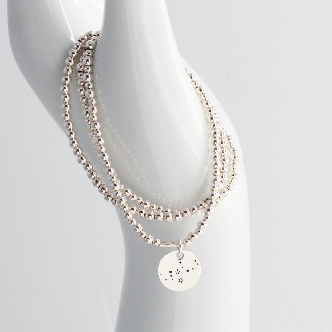 Virgo Constellation Charm Silver Bead Bracelet – Bella Love Drop