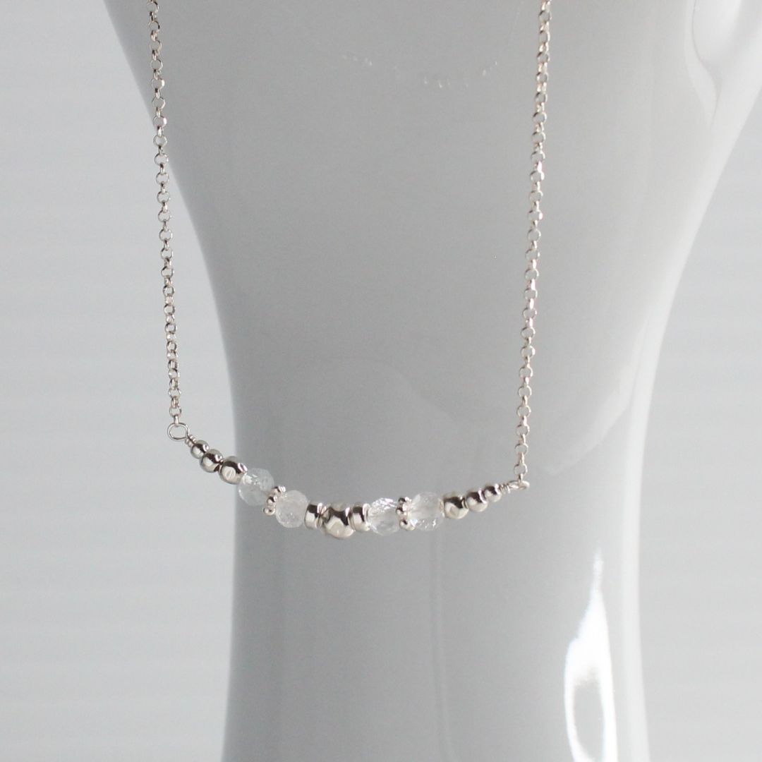 White Topaz Sterling Silver April Birthstone Necklace - Purity