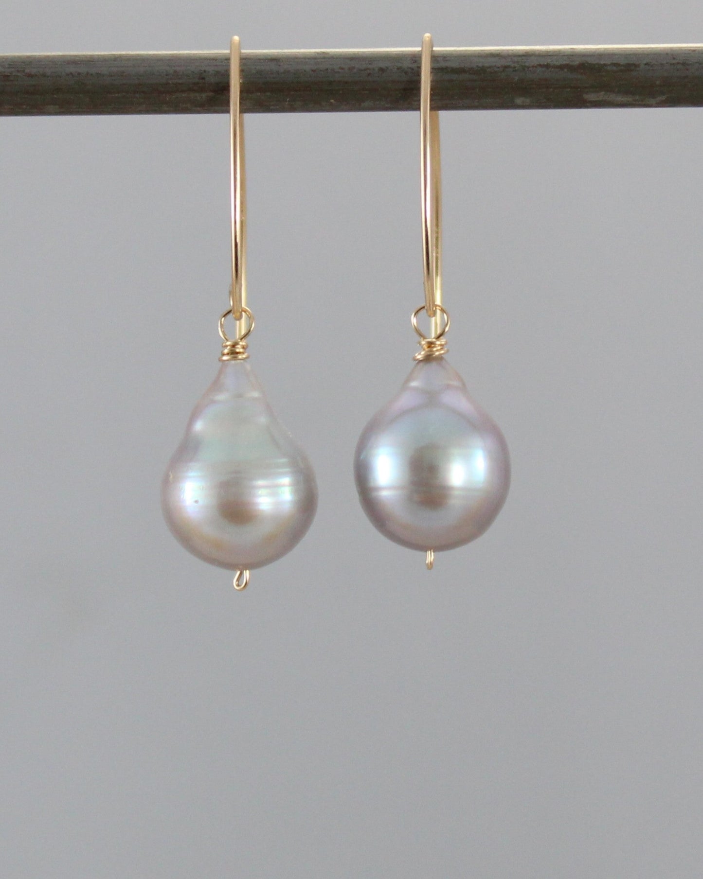 Gray Baroque Pearl Drop Earrings - Sophie