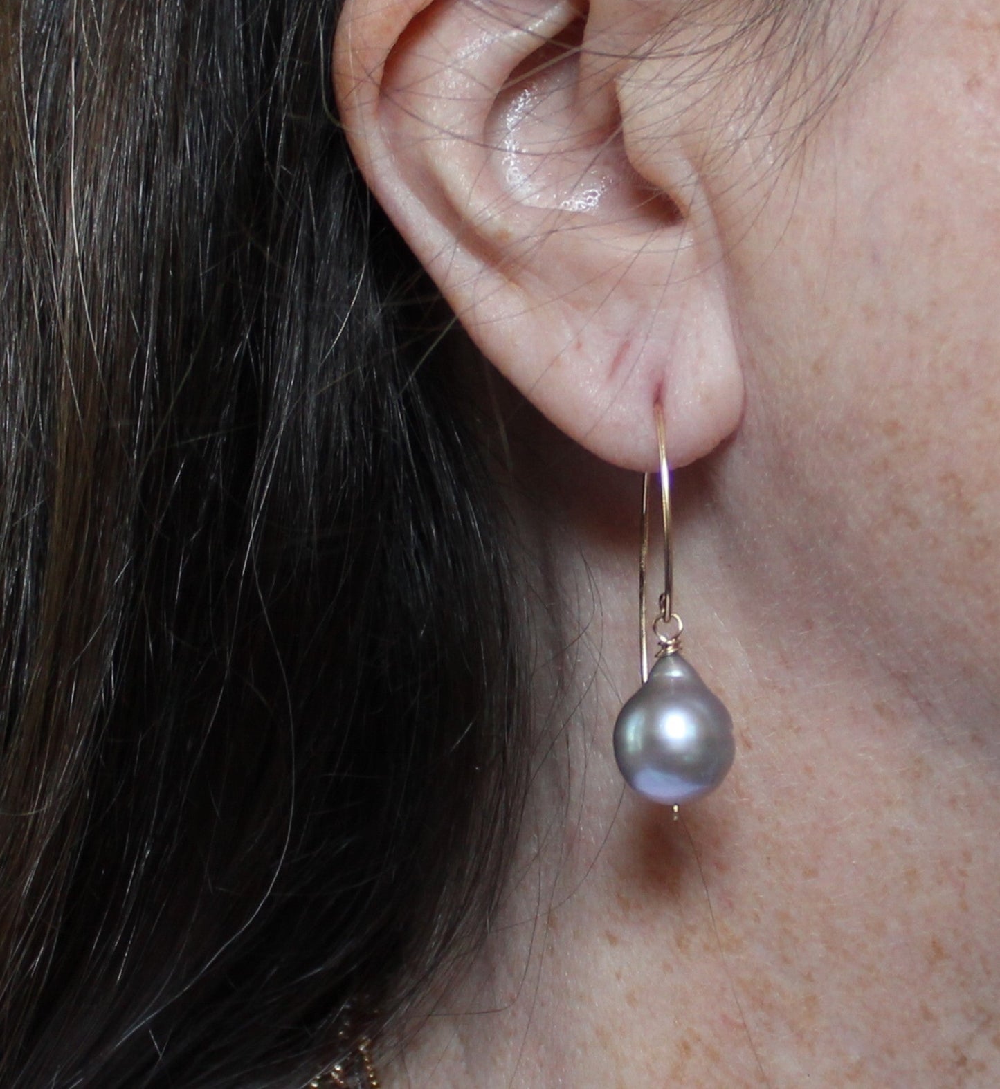 Gray Baroque Pearl Drop Earrings - Sophie