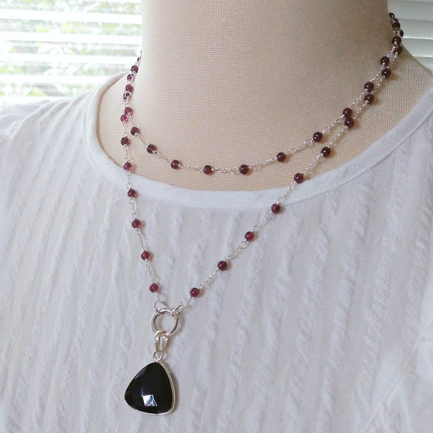 Triangular Black Onyx Facetted Pendant Charm