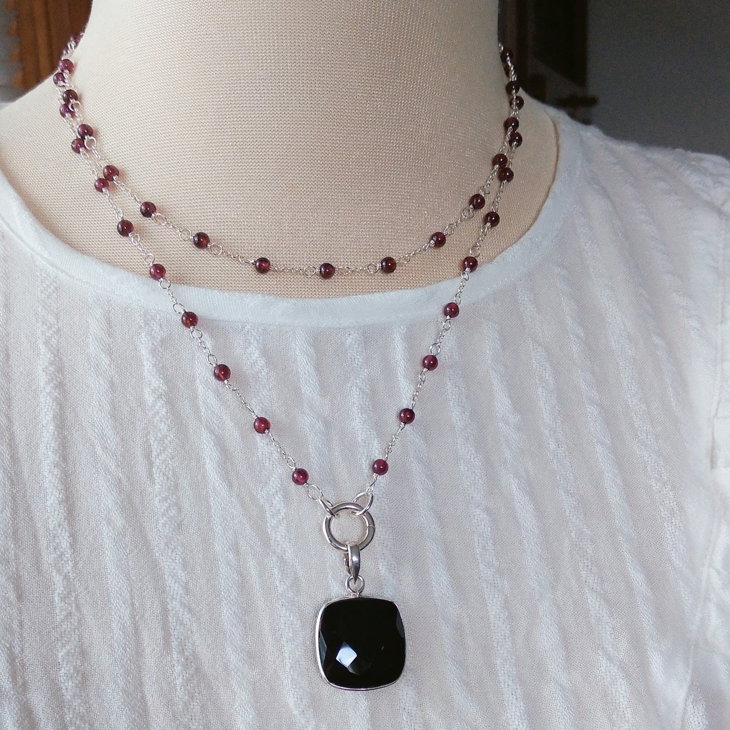 Black Onyx Square Facetted Pendant Charm