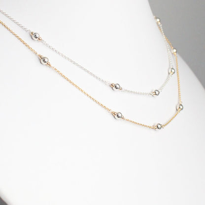 Kindness Two Tone Ball Bead Station Gold Chain Necklace