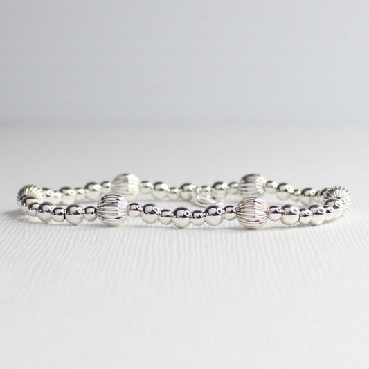 Brindisi - Corrugated Sterling Silver Bead Bracelet