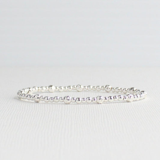 Bologna - Hammered Sterling Silver Bead Bracelet