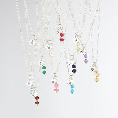 Personalized Birthstone Initial Pendant Necklace - Delaney