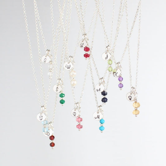 Personalized Birthstone Initial Pendant Necklace - Delaney