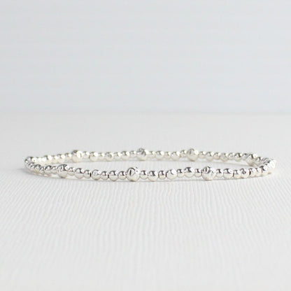 Florence - Sterling Silver Hammered & Plain Bead Bracelet