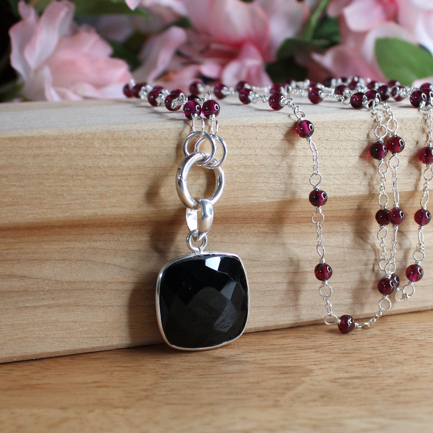 Black Onyx Square Facetted Pendant Charm