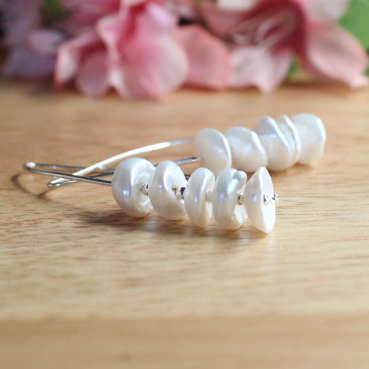 Keshi Pearl Earrings Dangle Earrings - Remi Silver