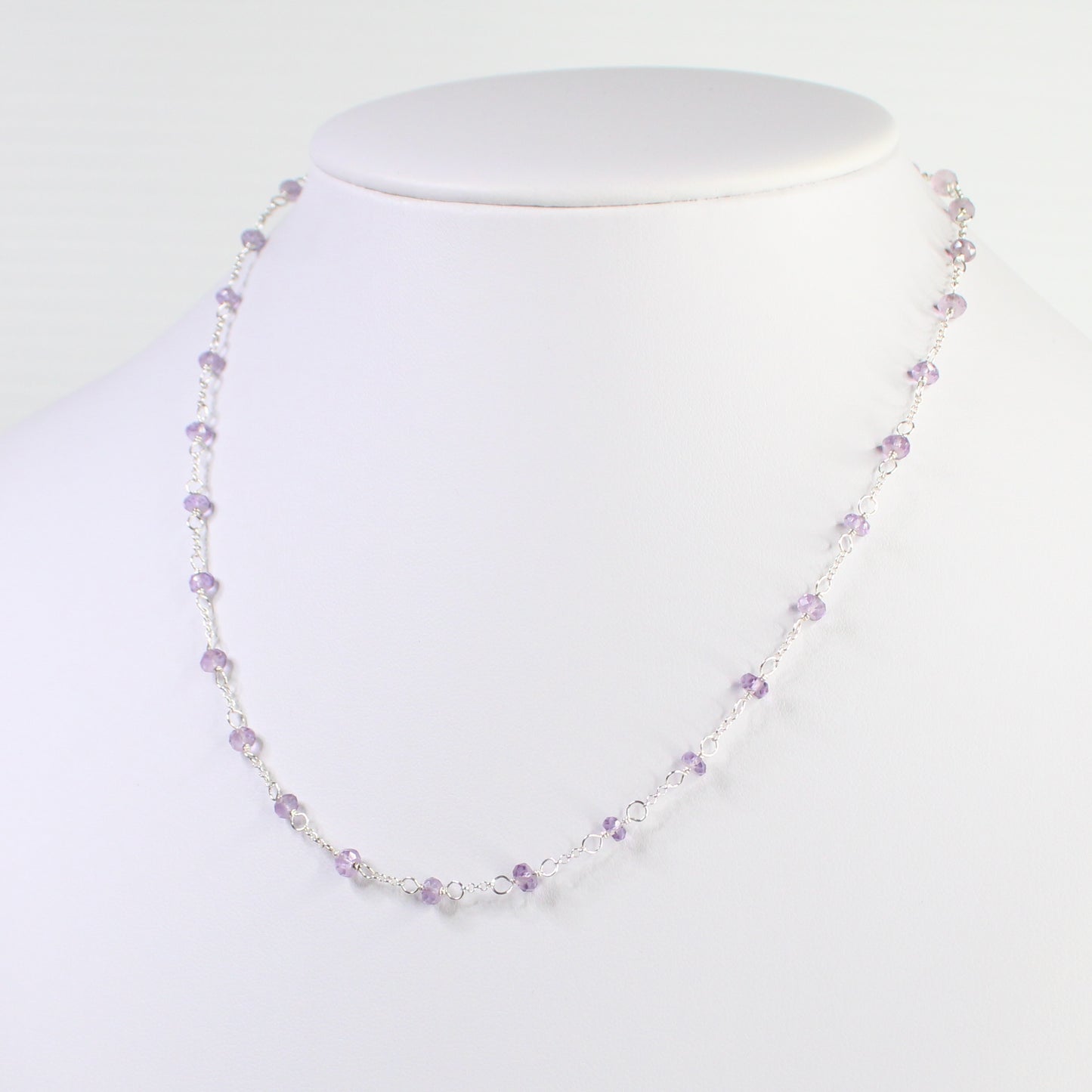 Lavender Amethyst Gemstone Satellite Chain Necklace Sterling Silver - Darby