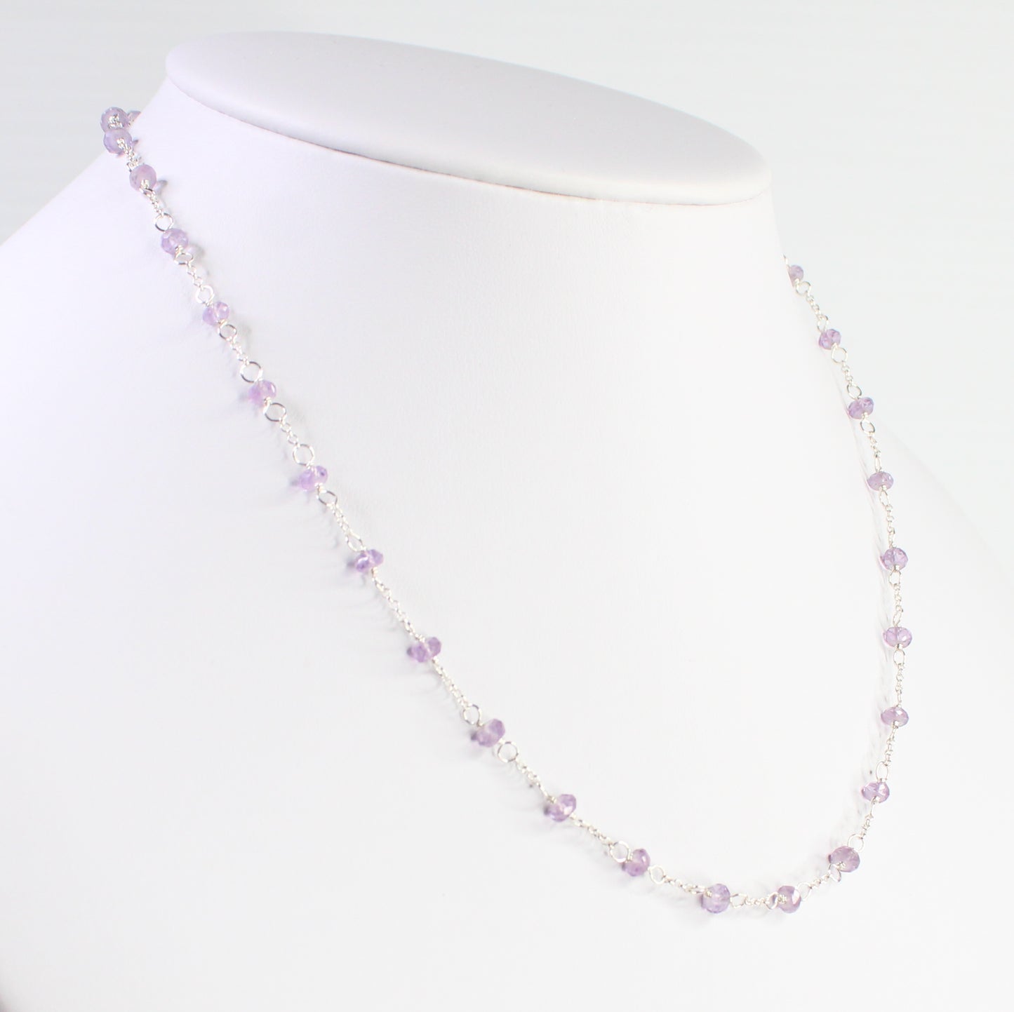 Lavender Amethyst Gemstone Satellite Chain Necklace Sterling Silver - Darby