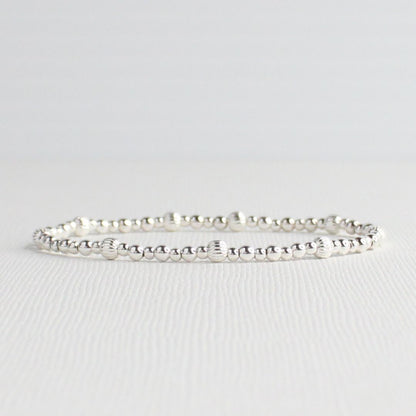 Roma – Sterling Silver Corrugated & Gold Fill Mixed Bead Bracelet