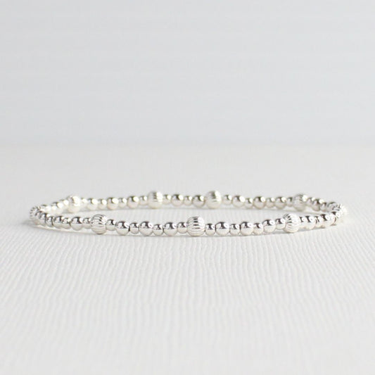 Roma – Sterling Silver Corrugated & Gold Fill Mixed Bead Bracelet