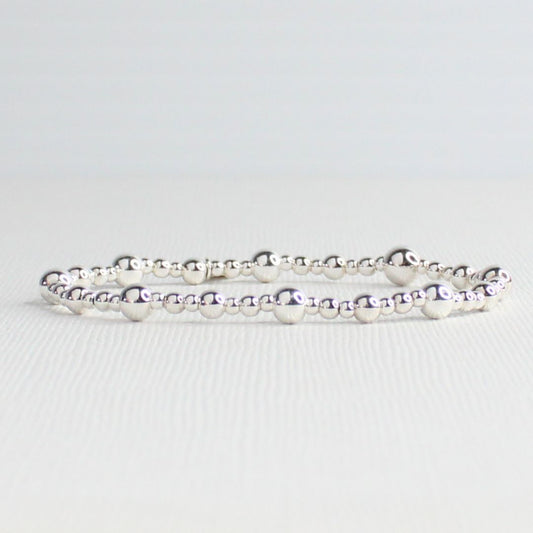 Verona - Sterling Silver Multi Size Bead Bracelet