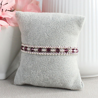 February Birthstone Sterling Silver Bracelet Stack – Made with Swarovski Crystal