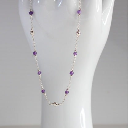 Amethyst Sterling Silver Beaded Necklace - Violet Muse