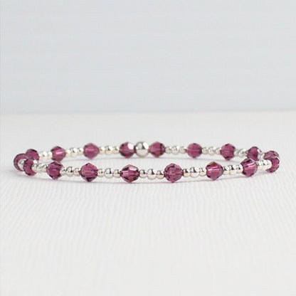 February Birthstone Sterling Silver Bracelet Stack – Made with Swarovski Crystal