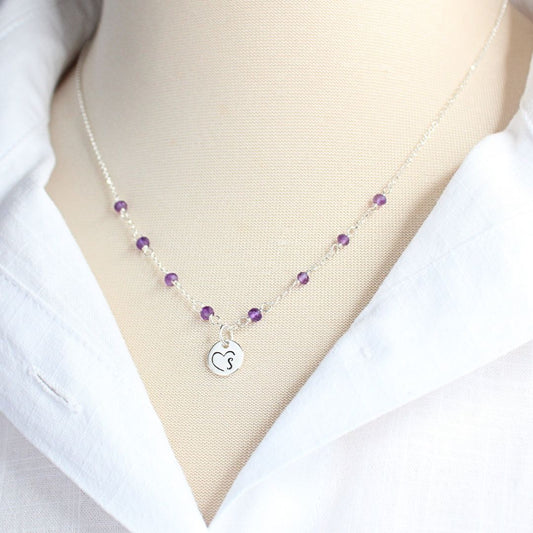 Birthstone Station Chain with Personalized Love Drop Initial Charm
