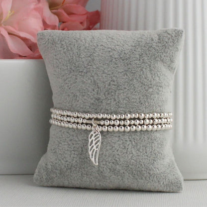Angel Wing Charm Beaded Stacking Bracelet