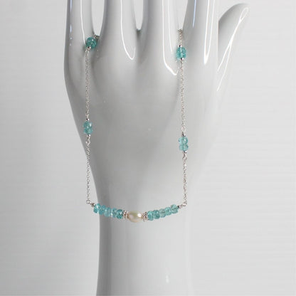 Apatite Pearl & Sterling Silver Necklace - Ocean Mist