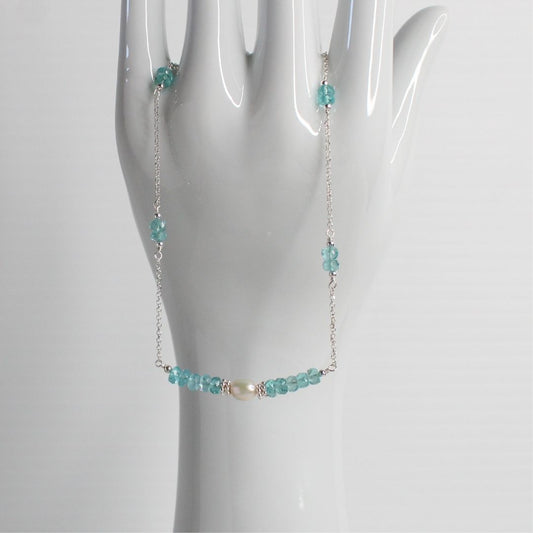 Apatite Pearl & Sterling Silver Necklace - Ocean Mist