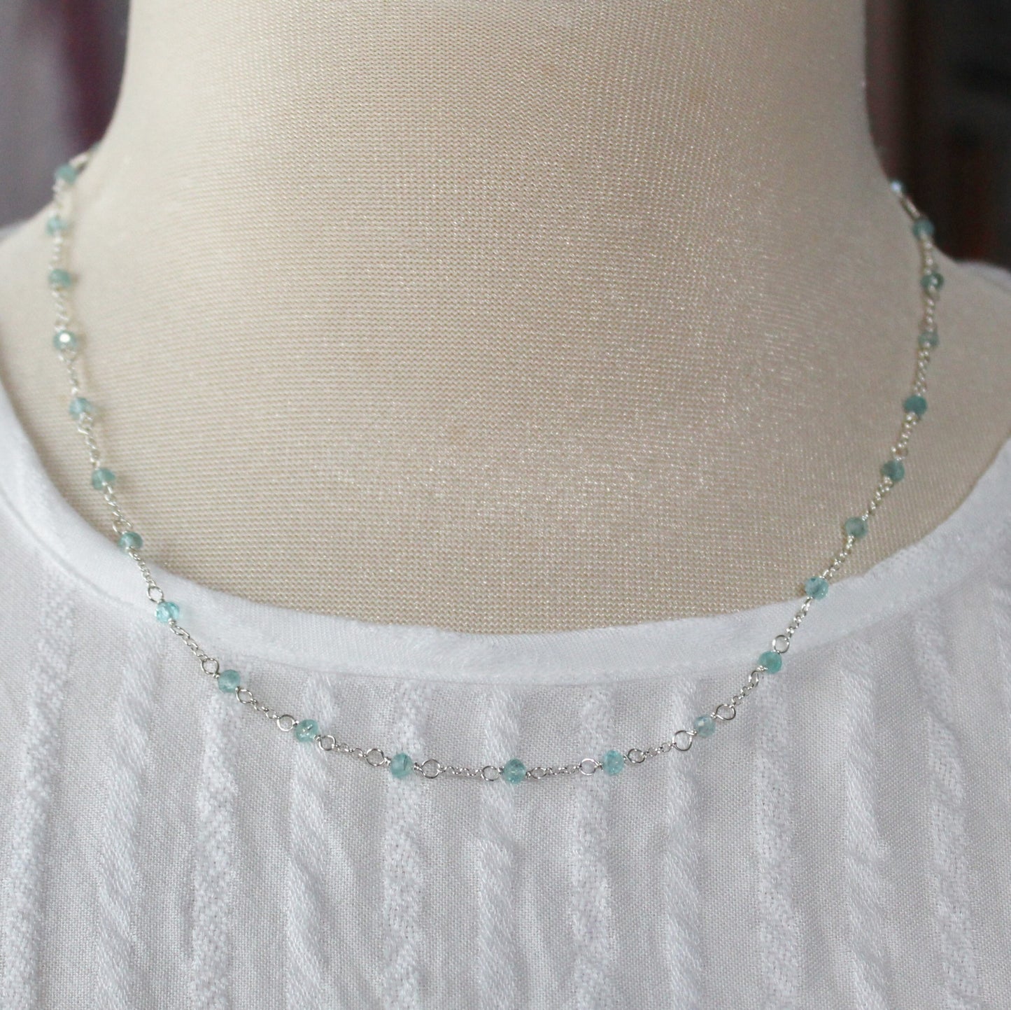 Apatite Satellite Chain Necklace Sterling Silver - Darby