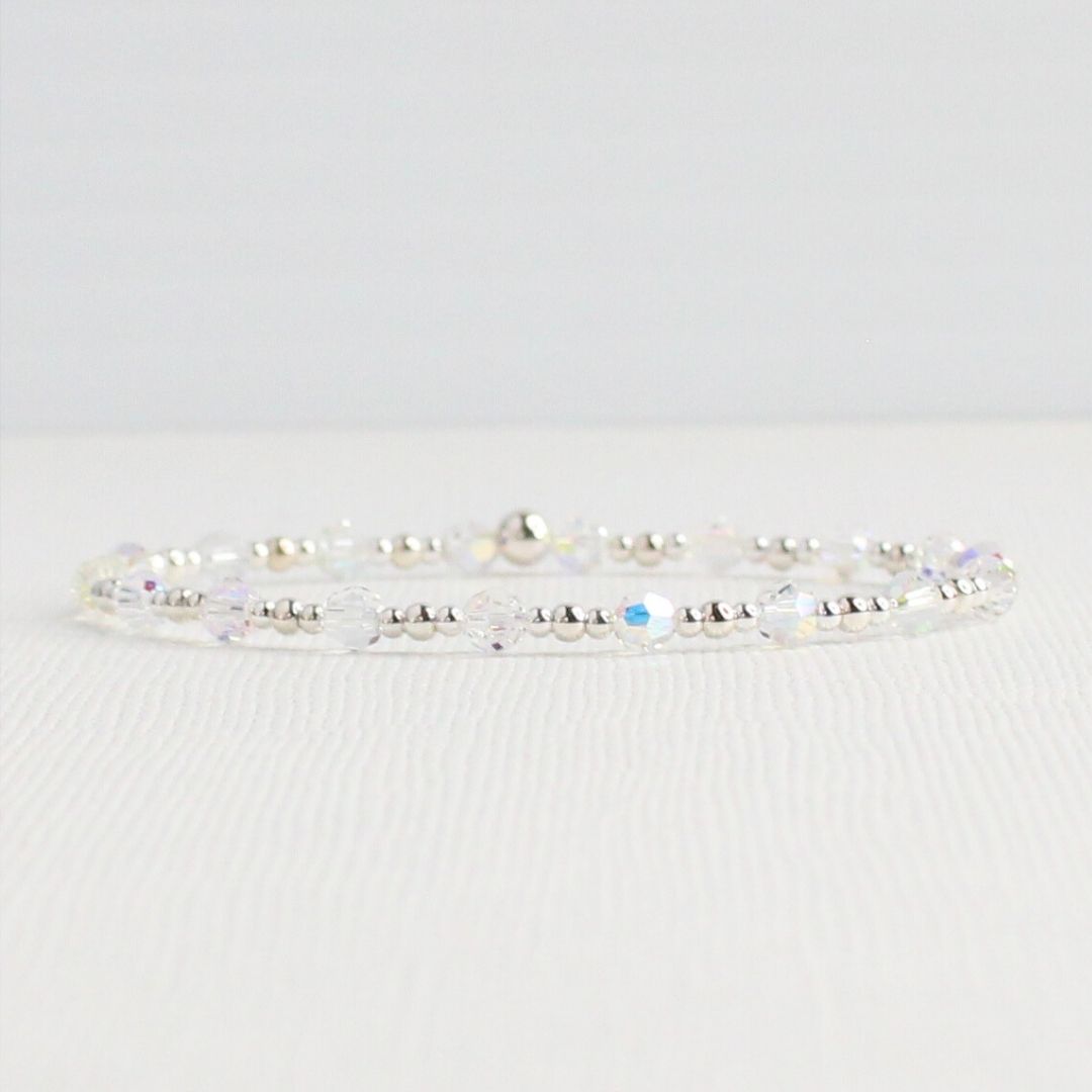 April Birthstone Sterling Silver Bracelet Stack – Made with Swarovski Crystal