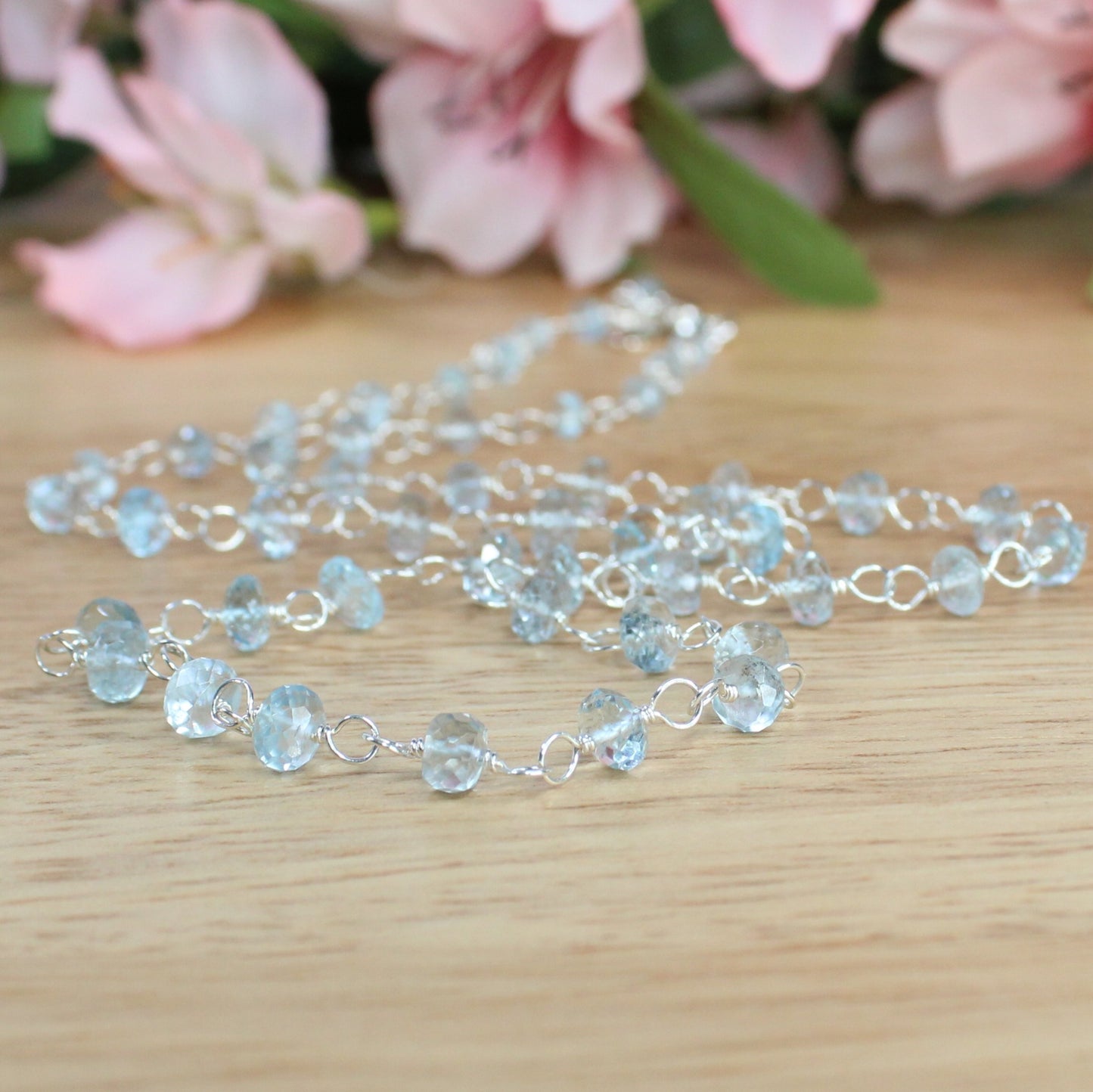 Genuine Aquamarine Gemstone Necklace - Saylor