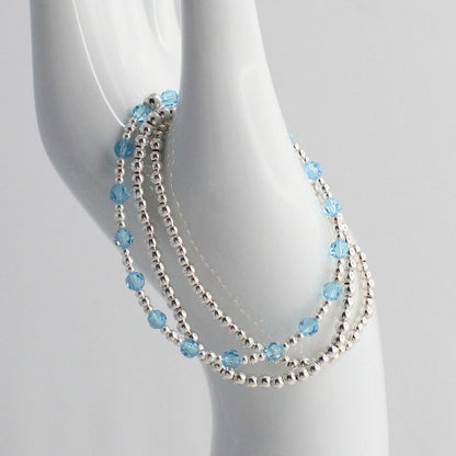 March Birthstone Sterling Silver Bracelet Stack – Made with Swarovski Crystal