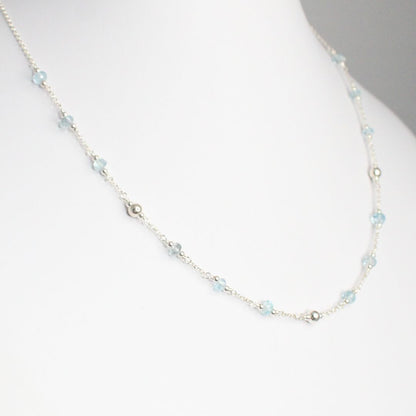 Genuine Aquamarine Gemstone March Birthstone Necklace - Darby