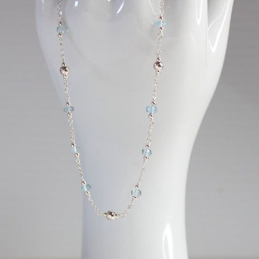 Genuine Aquamarine Gemstone March Birthstone Necklace - Darby