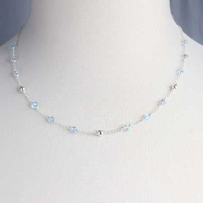 Genuine Aquamarine Gemstone March Birthstone Necklace - Darby