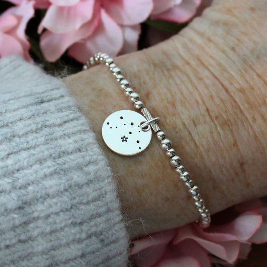 Aquarius Constellation Charm Silver Bead Bracelet – Bella Love Drop