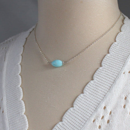 Blue Aragonite Necklace Sterling Silver - Celeste
