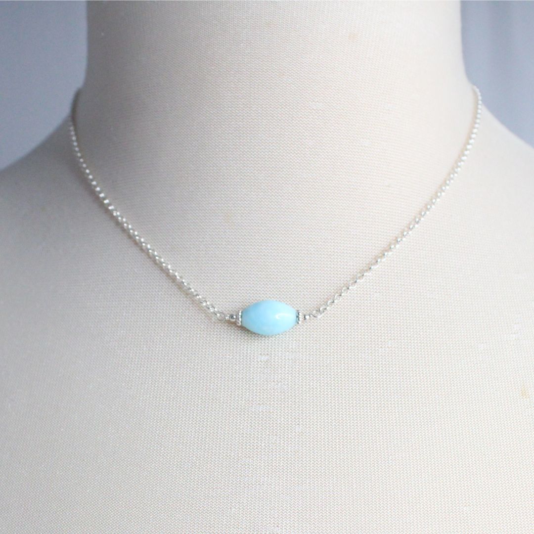 Blue Aragonite Necklace Sterling Silver - Celeste