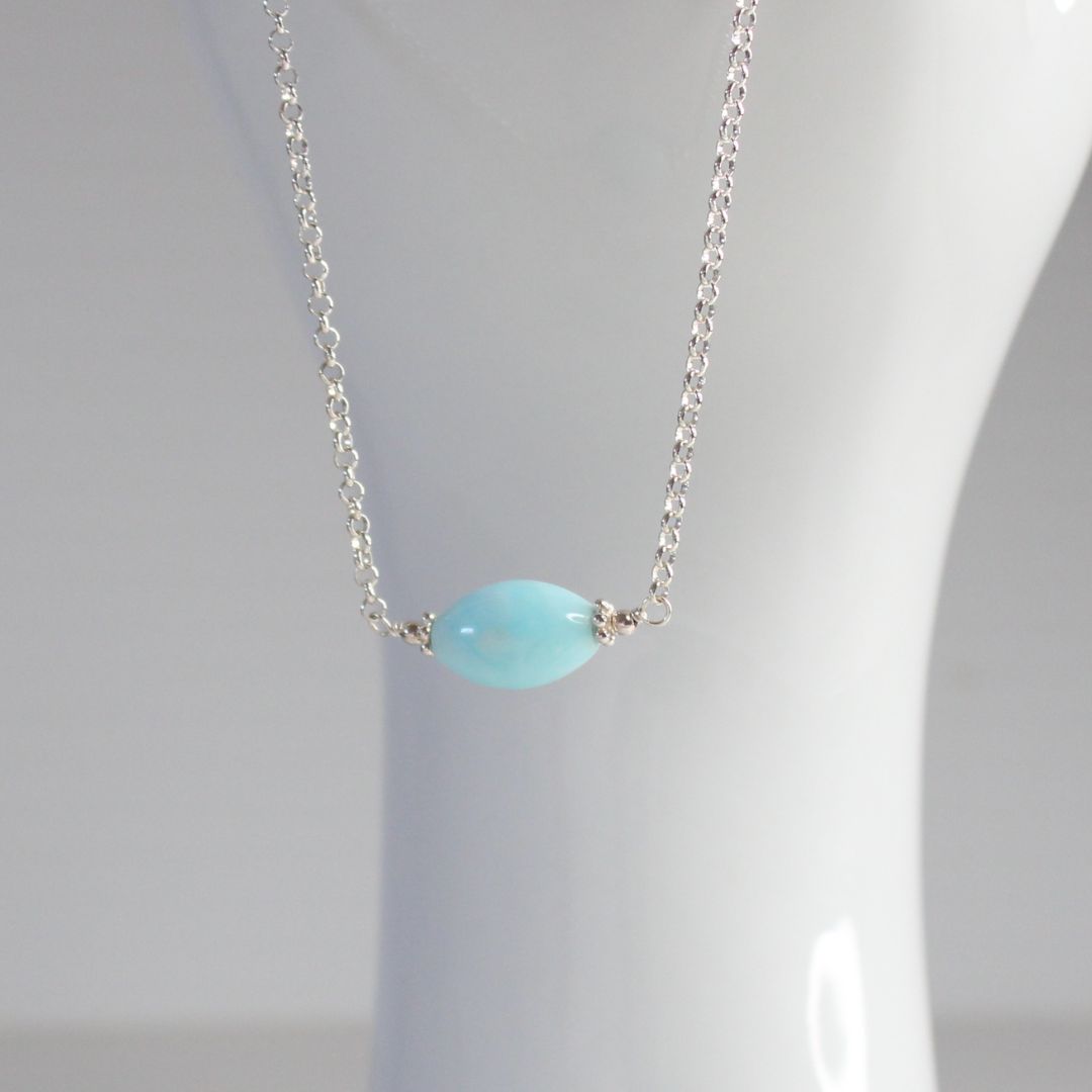 Blue Aragonite Necklace Sterling Silver - Celeste