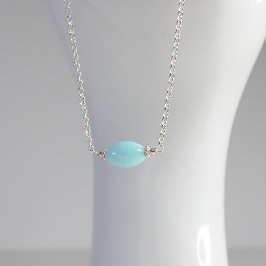 Blue Aragonite Necklace Sterling Silver - Celeste