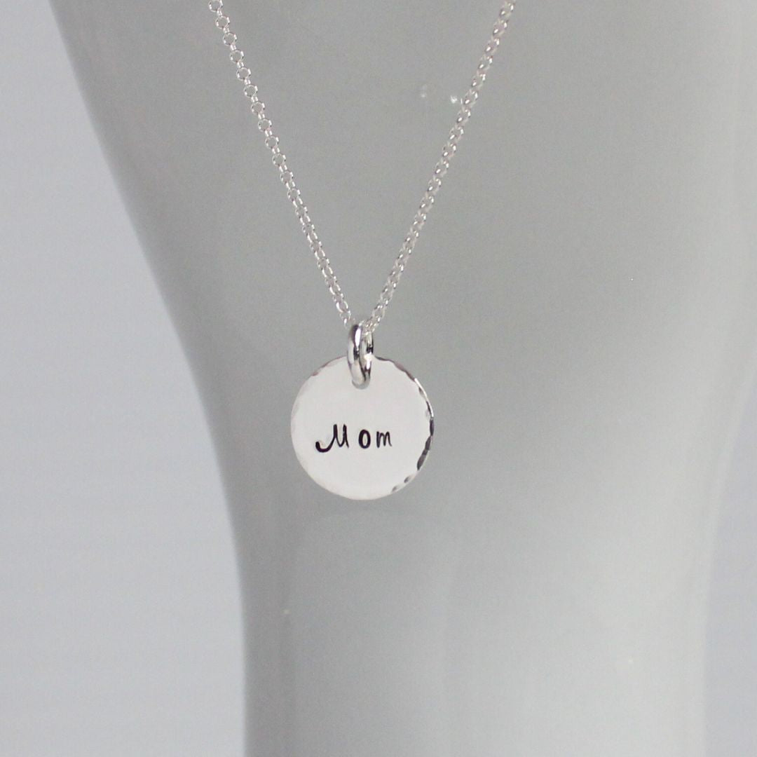 Mom Hand Stamped Pendant Necklace - Bella Love Drop