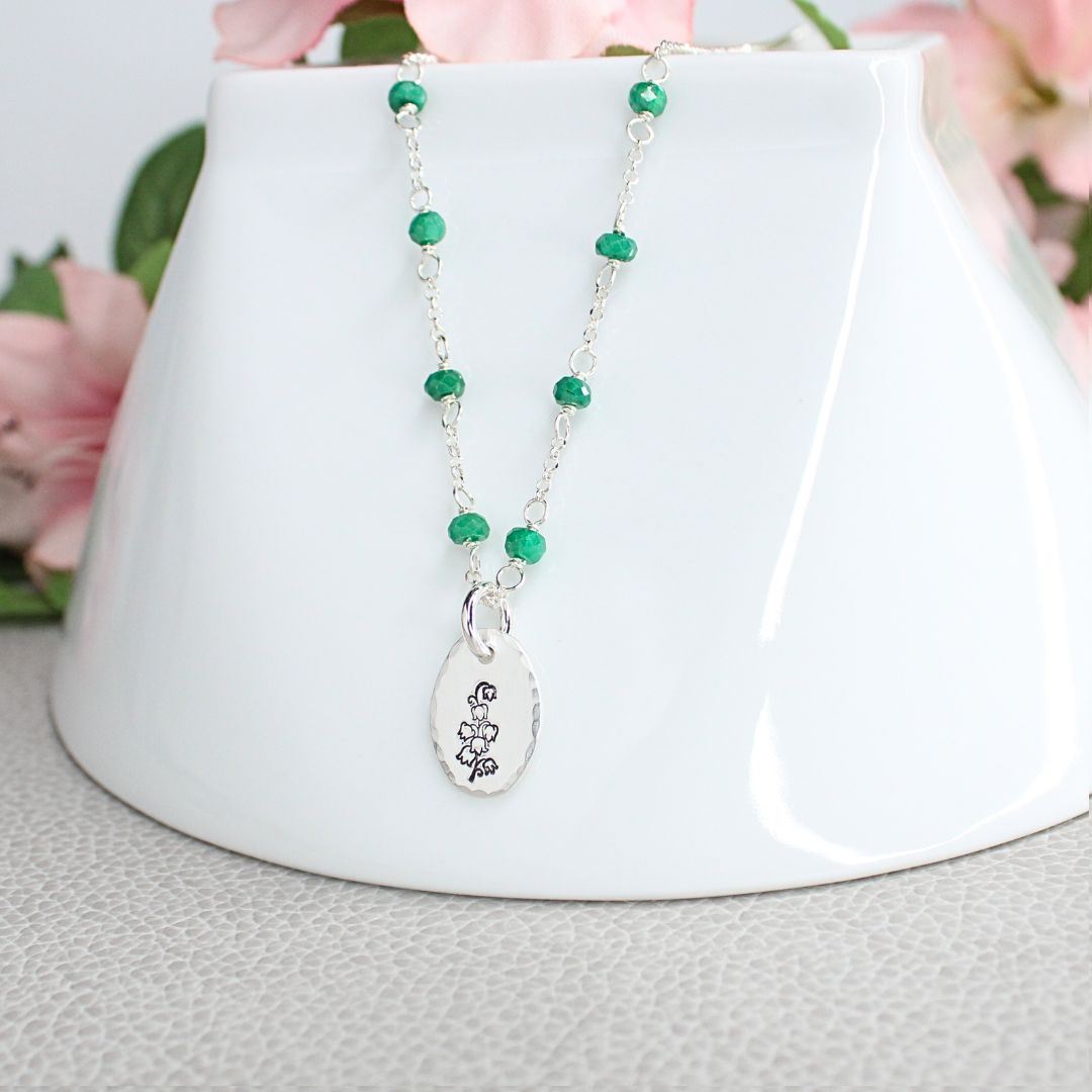 May Lily of the Valley Birth Flower Necklace Sterling Silver