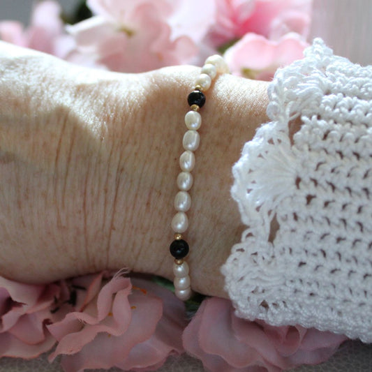 Black Onyx and Pearl Bracelet - Chiltern