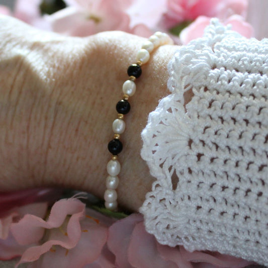 Black Onyx and Pearl Bracelet - Cypress