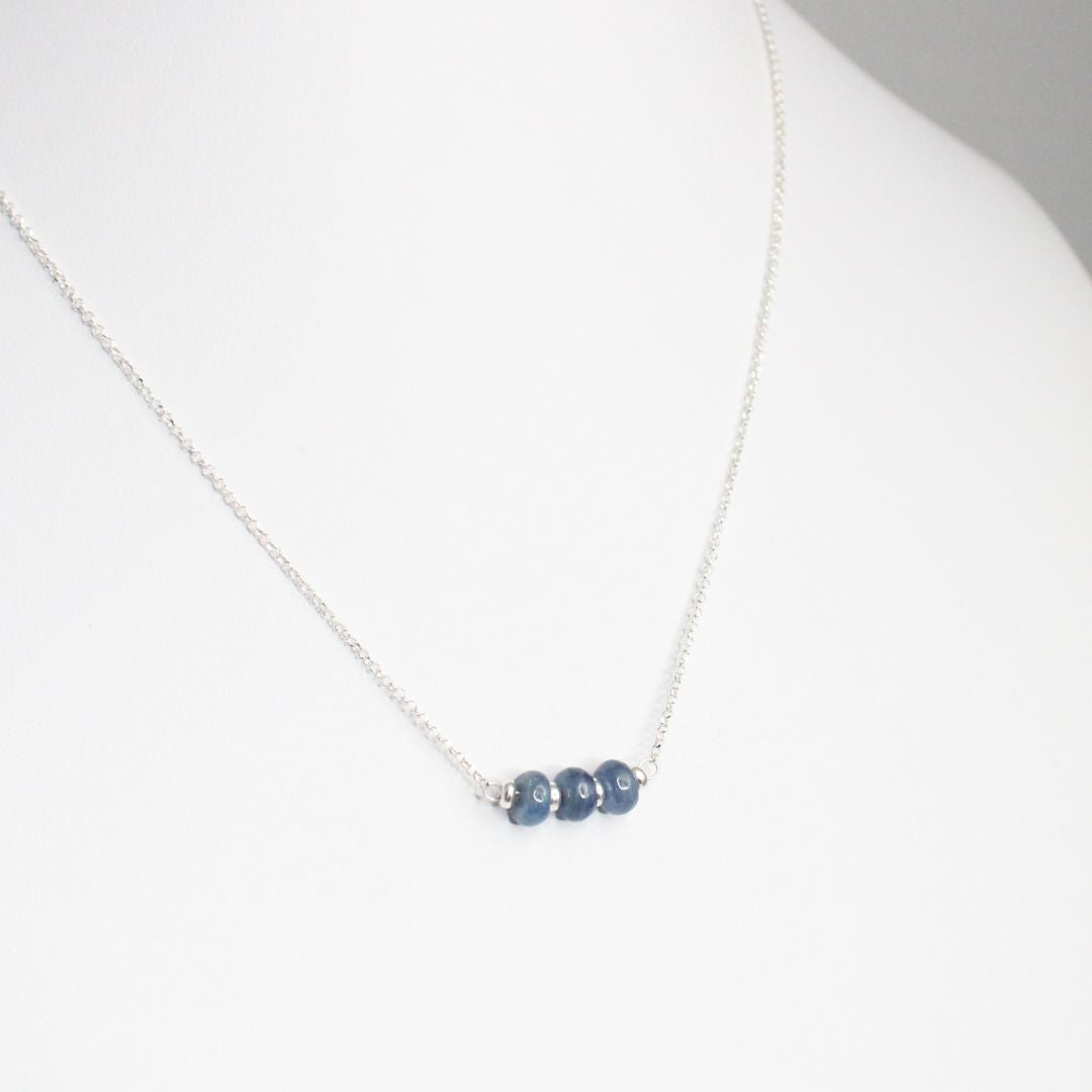 Blue Kyanite Bar Necklace Sterling Silver