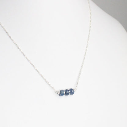 Blue Kyanite Bar Necklace Sterling Silver