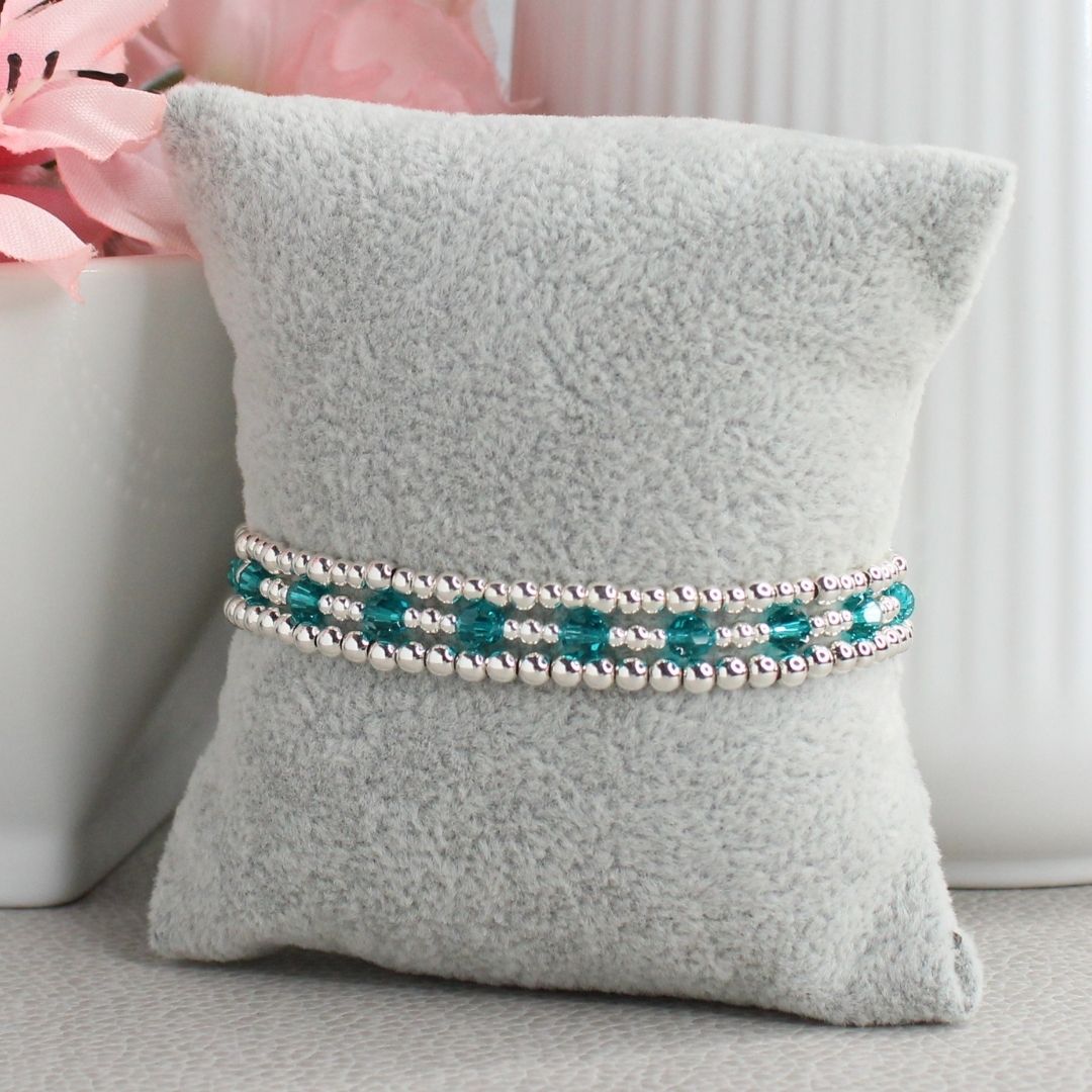 December Birthstone Sterling Silver Bracelet Stack – Made with Swarovski Crystal