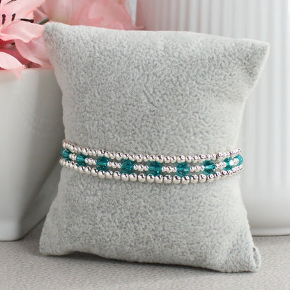 December Birthstone Sterling Silver Bracelet Stack – Made with Swarovski Crystal