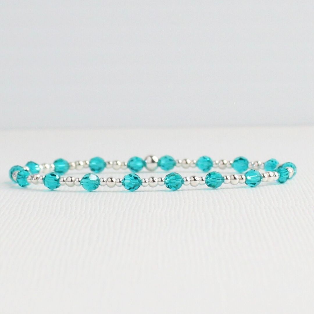 December Birthstone Sterling Silver Bracelet Stack – Made with Swarovski Crystal