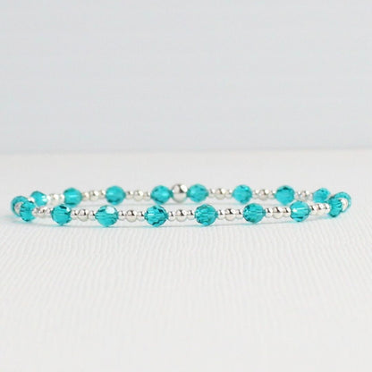 December Birthstone Sterling Silver Bracelet Stack – Made with Swarovski Crystal