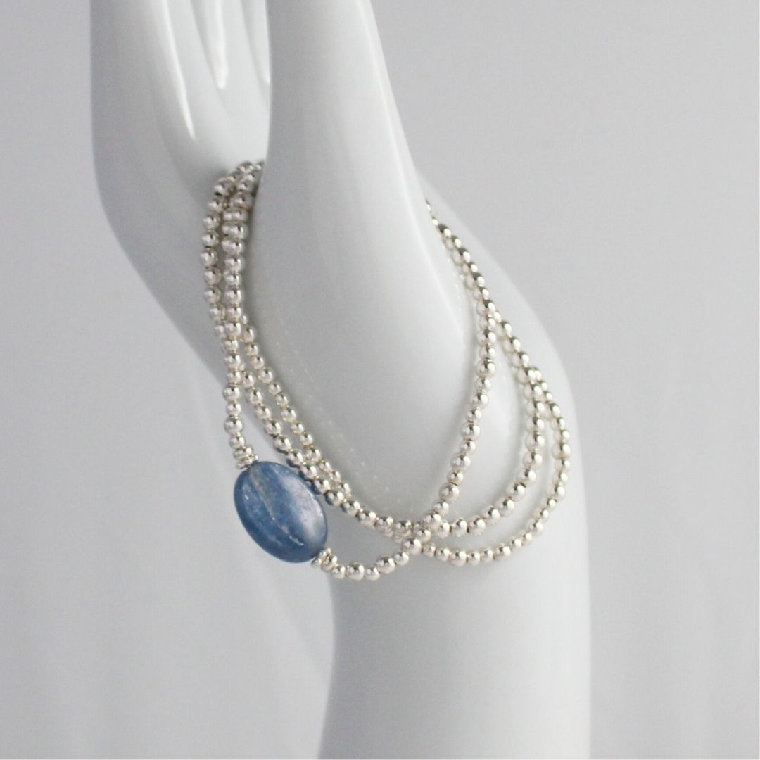 Sterling Silver Blue Kyanite Beaded Bracelet - Sky Echo