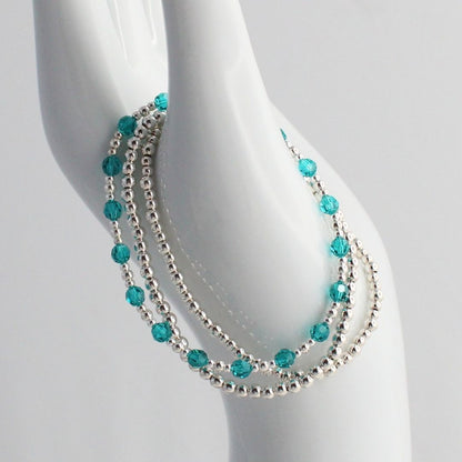 December Birthstone Sterling Silver Bracelet Stack – Made with Swarovski Crystal